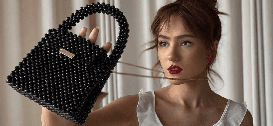 Model Wearing Pearls